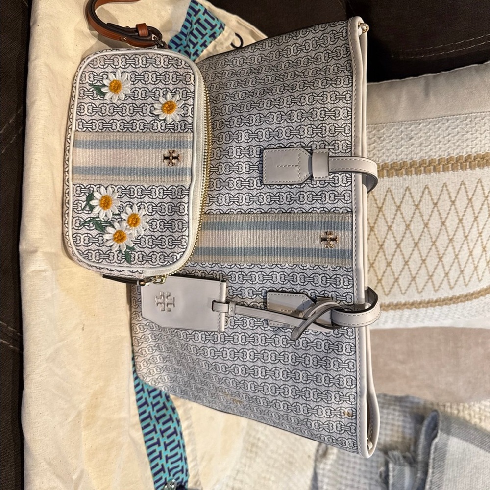 Tory Burch Blue and White Women's Bag